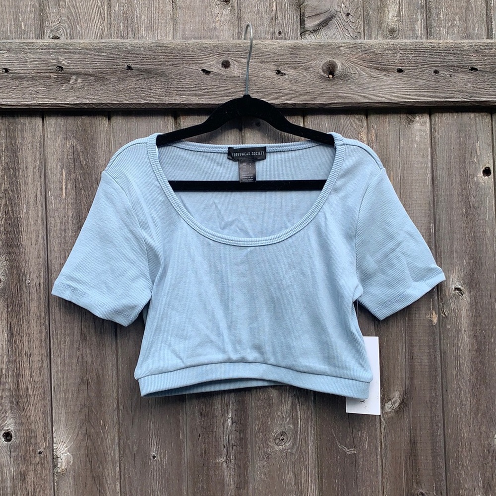 Street Wear Society Lt. Blue Banded Crop Top S,NWT